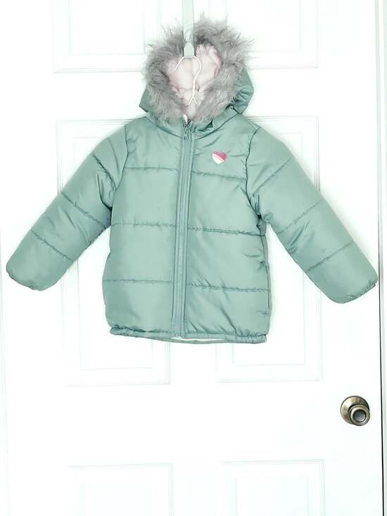 London Fog Other - London Fog Girls Faux Fur Trimmed Hooded Puffer Jacket size M (5/6) Fleece Lined